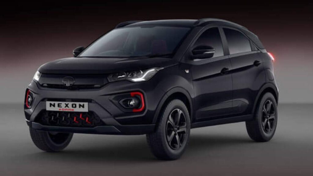 Tata Nexon Red dark edition exterior. 2023 Tata nexon.