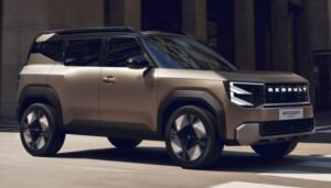 Renault Bridger Concept SUV driving on a modern city street